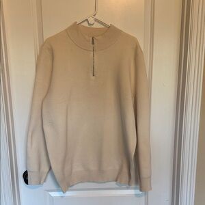 Men's Beige 1/4 Zip-Up Sweater